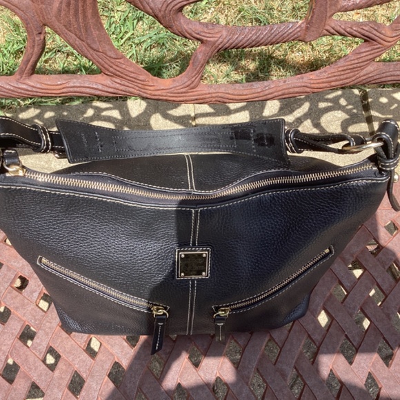 Dooney & Bourke Mary Black Butter Soft Pebble Leather Boho Hobo Bag - Picture 8 of 9